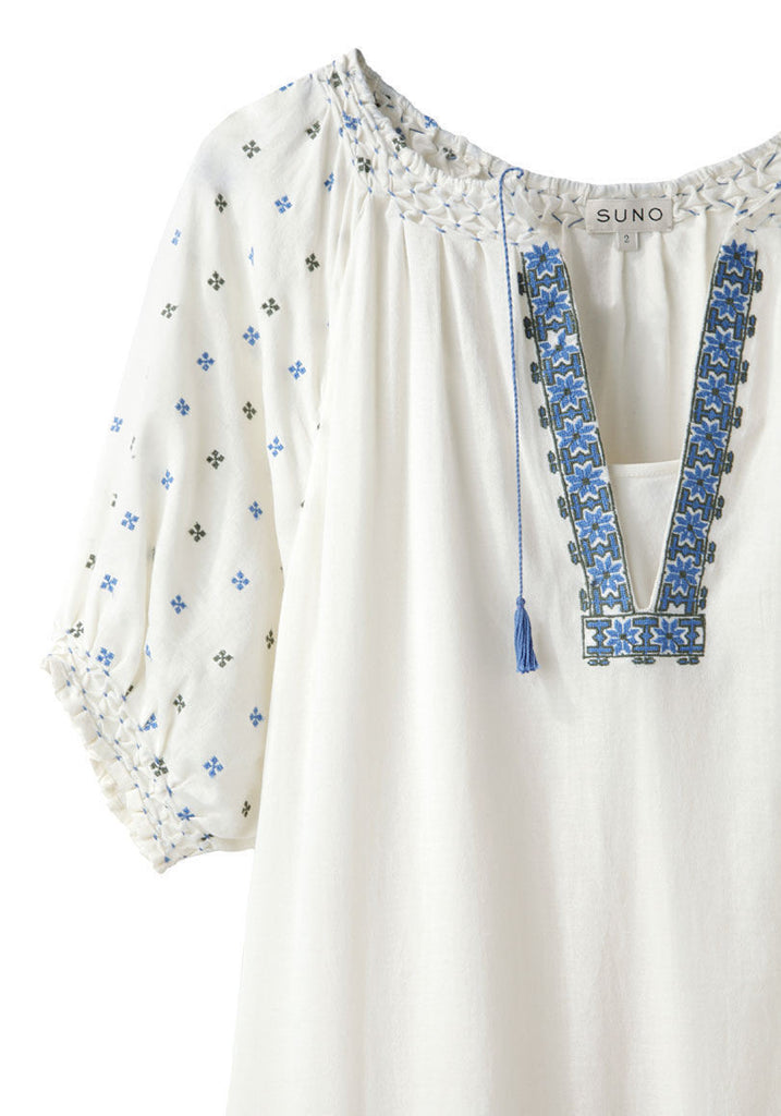 Embroidered Peasant Dress