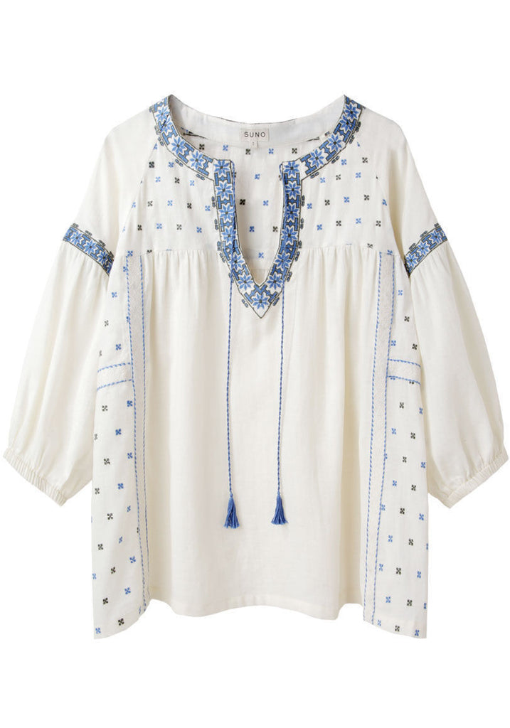 Embroidered Peasant Top