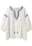 Embroidered Peasant Top
