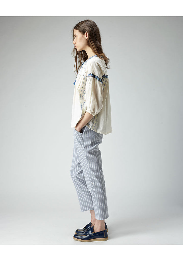 Embroidered Peasant Top