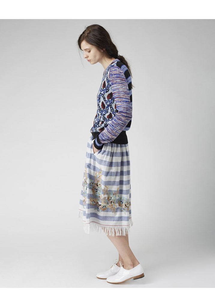 Embroidered Stripe Skirt