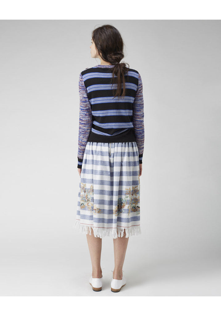 Embroidered Stripe Skirt