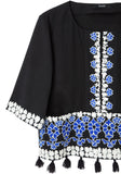 Embroidered Tassel Top