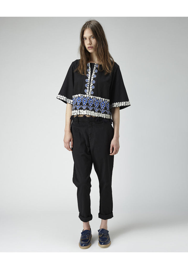 Embroidered Tassel Top