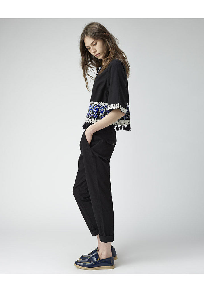 Embroidered Tassel Top