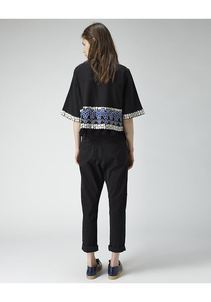 Embroidered Tassel Top