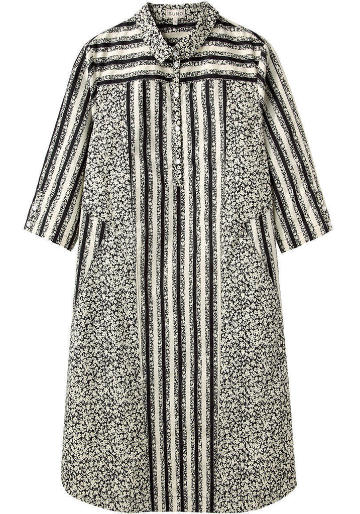 Paneled Floral Shirtdress