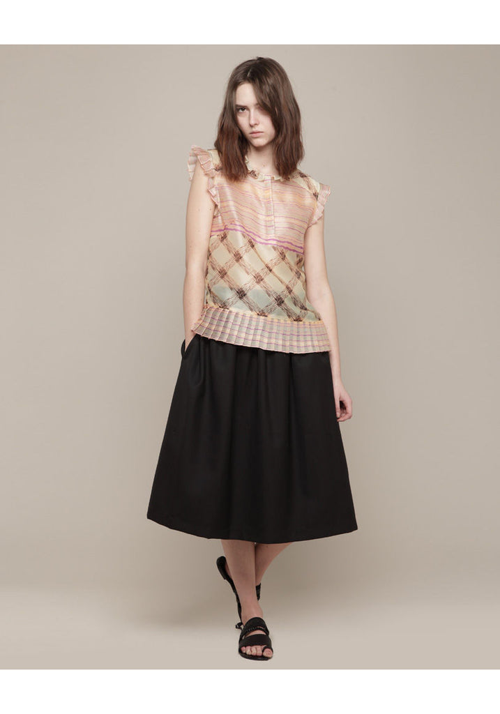 Pleated Peplum Blouse