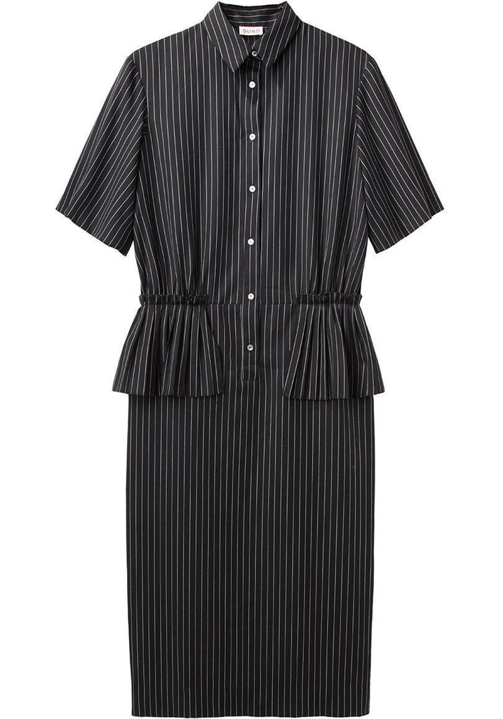 Pleated Peplum Shirtdress