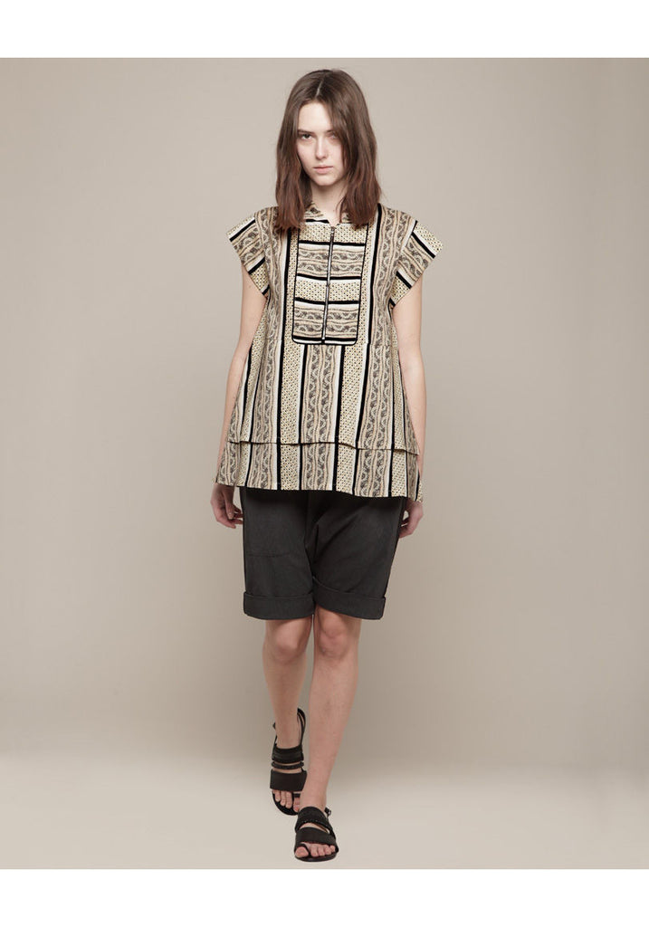 Printed Cap Sleeve Blouse