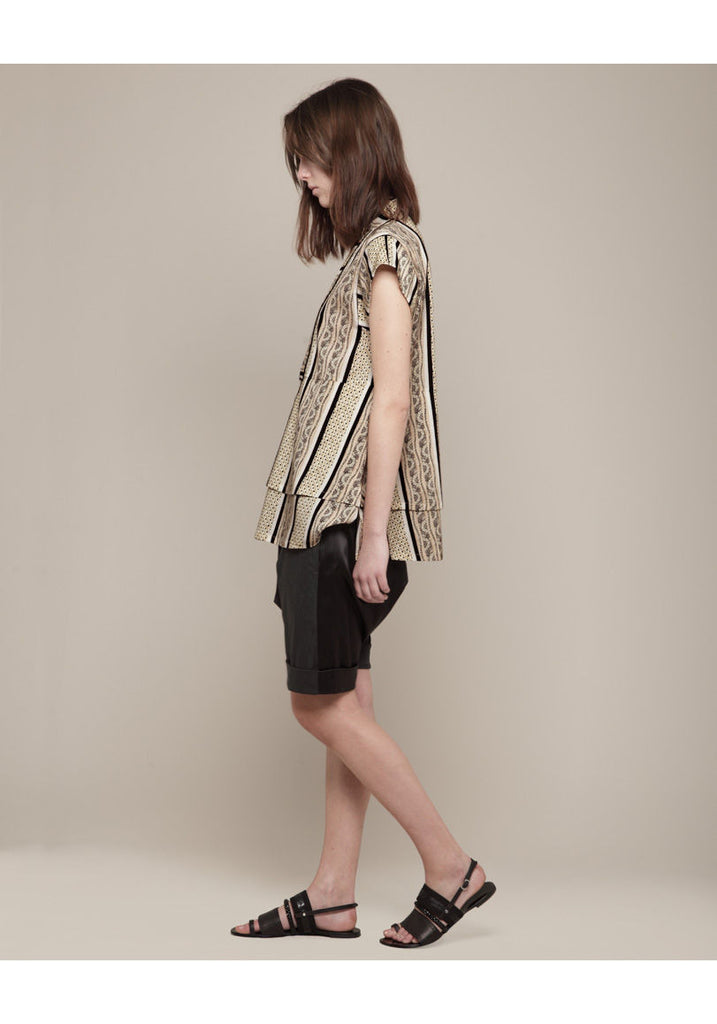 Printed Cap Sleeve Blouse