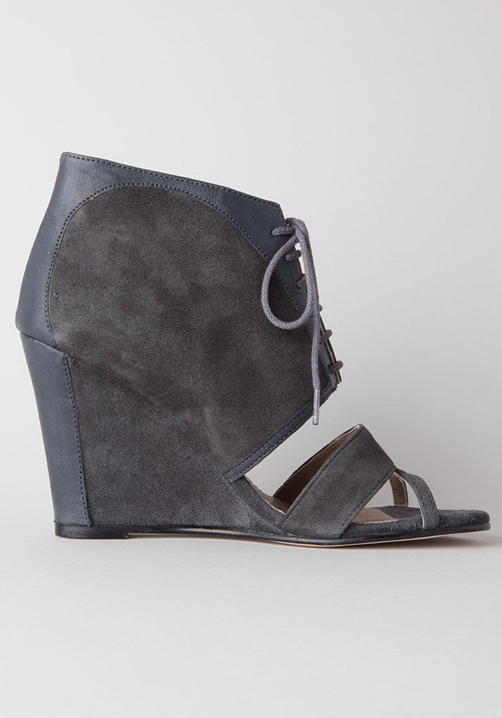 Lace Up Suede Wedge