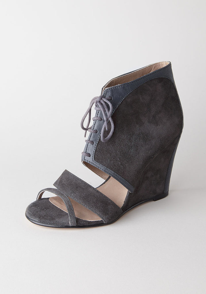 Lace Up Suede Wedge