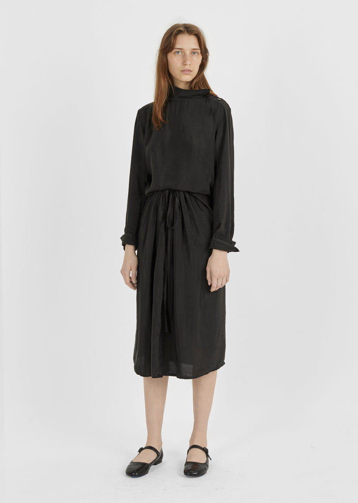 Cupro Drawstring Midi Skirt
