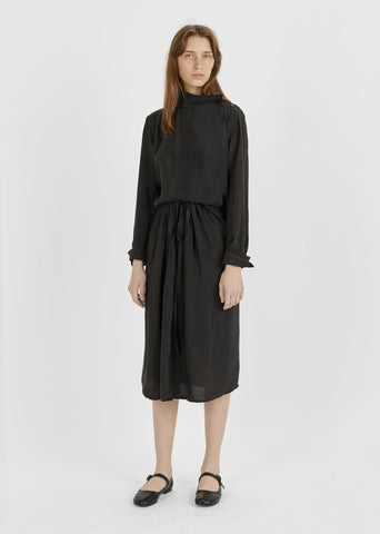 Cupro Drawstring Midi Skirt