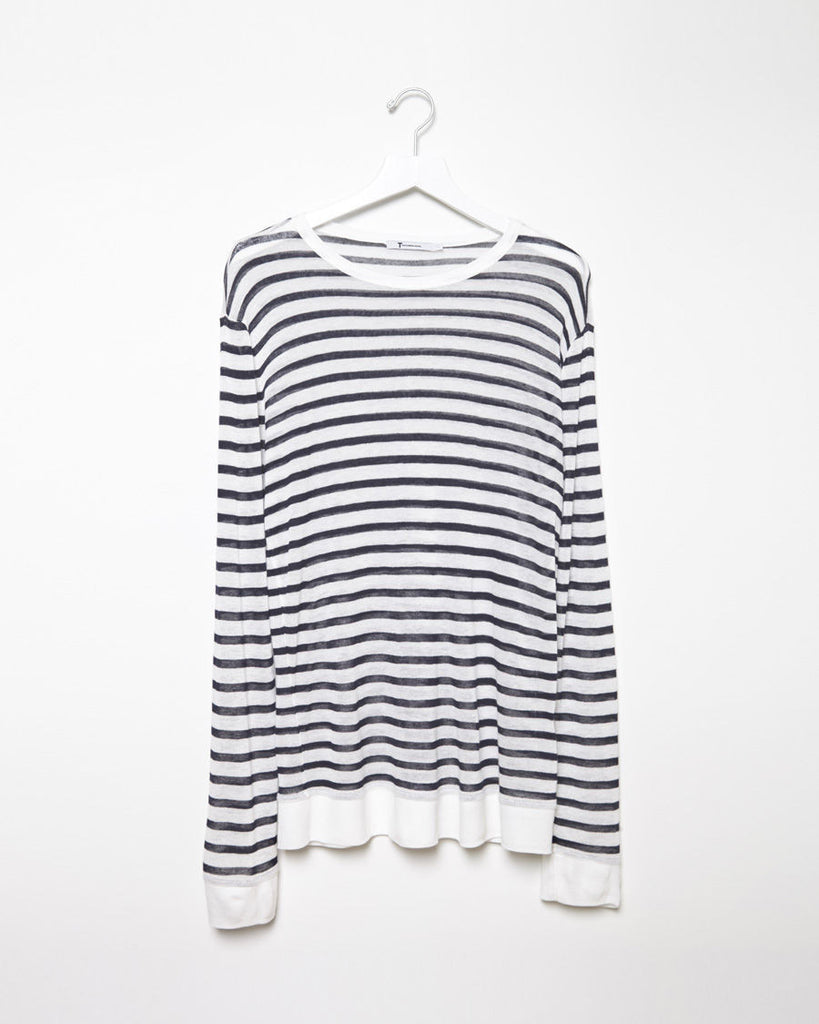 Striped Rayon-Linen Longsleeve