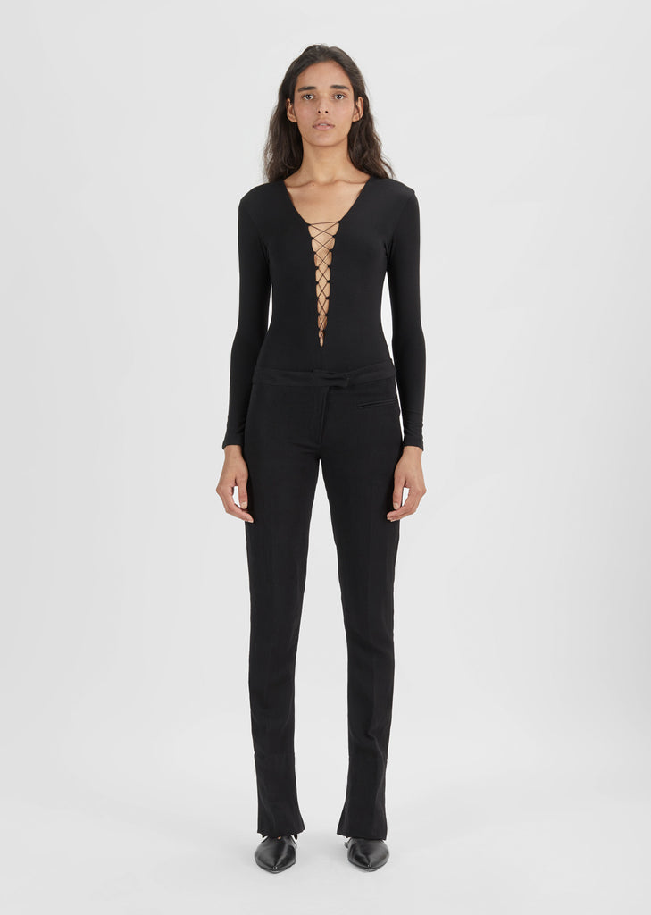Stretch Jersey Lace-Up Bodysuit