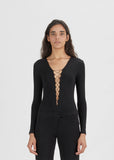 Stretch Jersey Lace-Up Bodysuit
