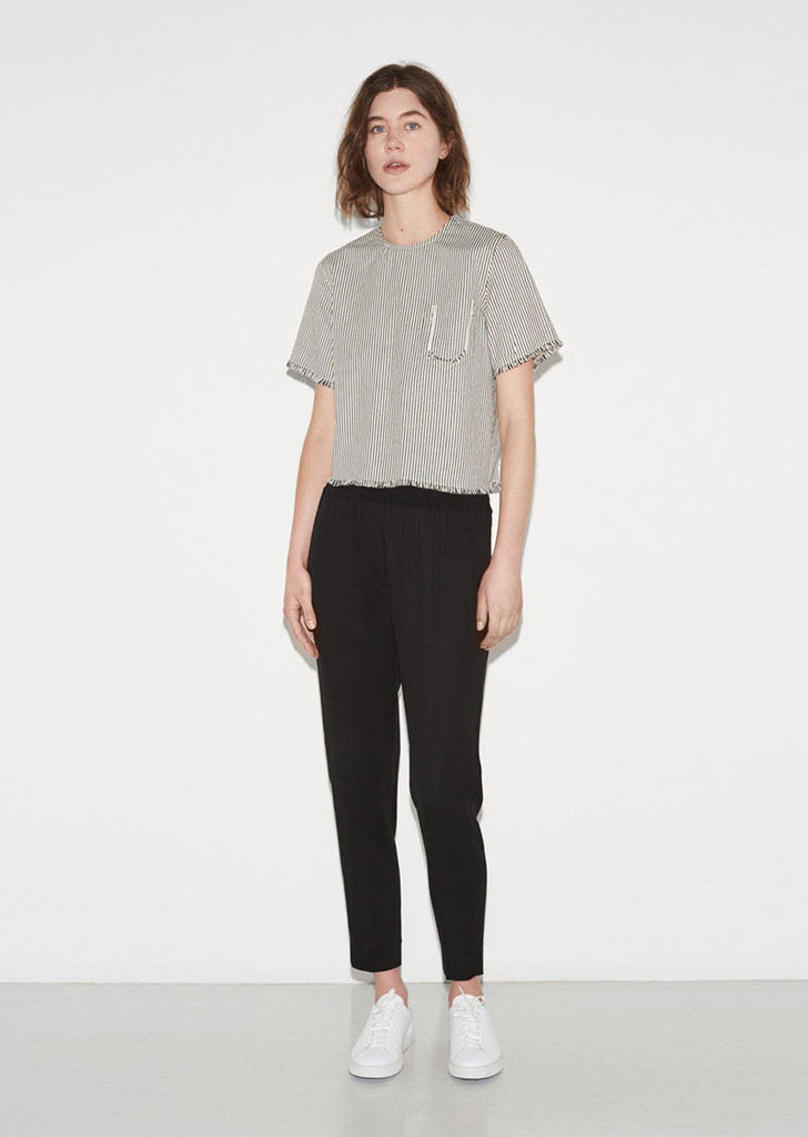 Frayed Striped Cotton Top