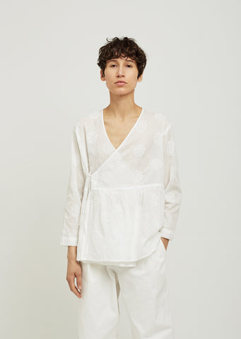 Leaf Circle Embroidery Shirt