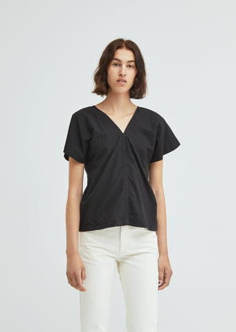 Two Panels Short Sleeve Cotton Top