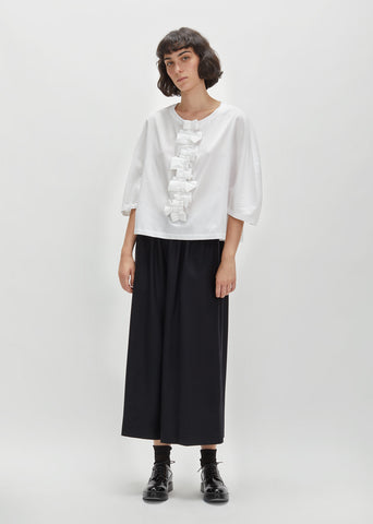 Cotton Satin Ruffle Tee