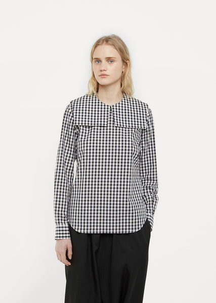 Tシャツ・カットソー LE TWINS SS25 'Lorella' blouse (LORELLA NERO) Cotton Broad Gingham Blouse by Comme des Garçons Girl - La