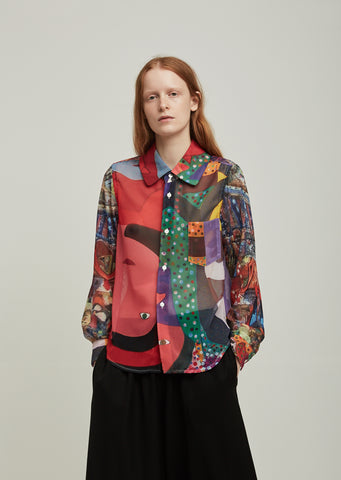 Polyester Georgette Inkjet Print Pattern Shirt