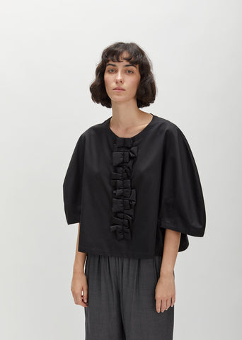 Cotton Satin Ruffle Tee