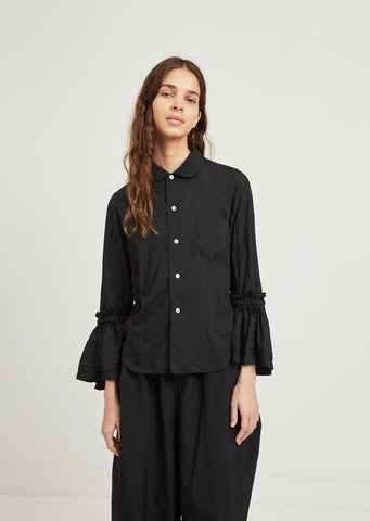 Garment Treated Shirt With Ruffle Sleeves