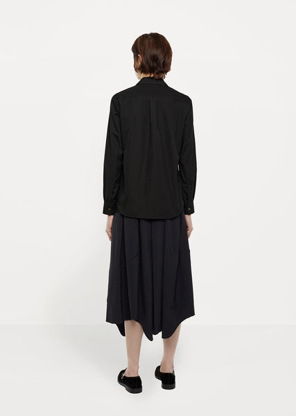 Rounded-Collar Black Cotton Shirt by Comme des Garçons Comme des