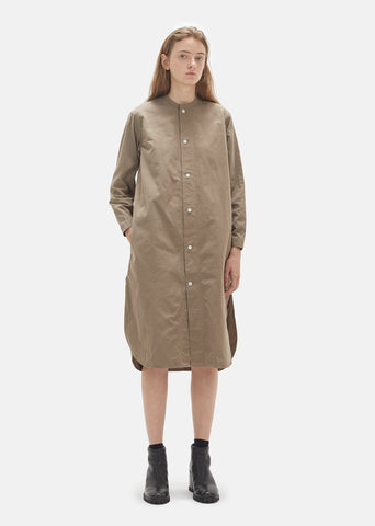 Vintage Washed Band Collar Shirt Dress