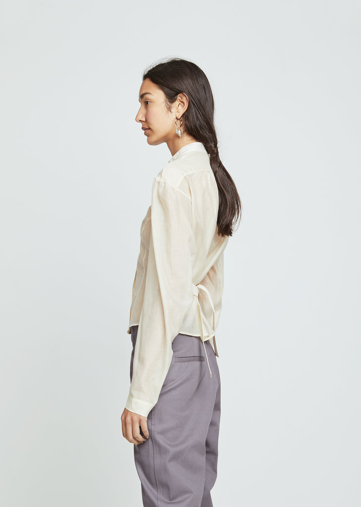 Fitted Officer Collar Muslin Shirt