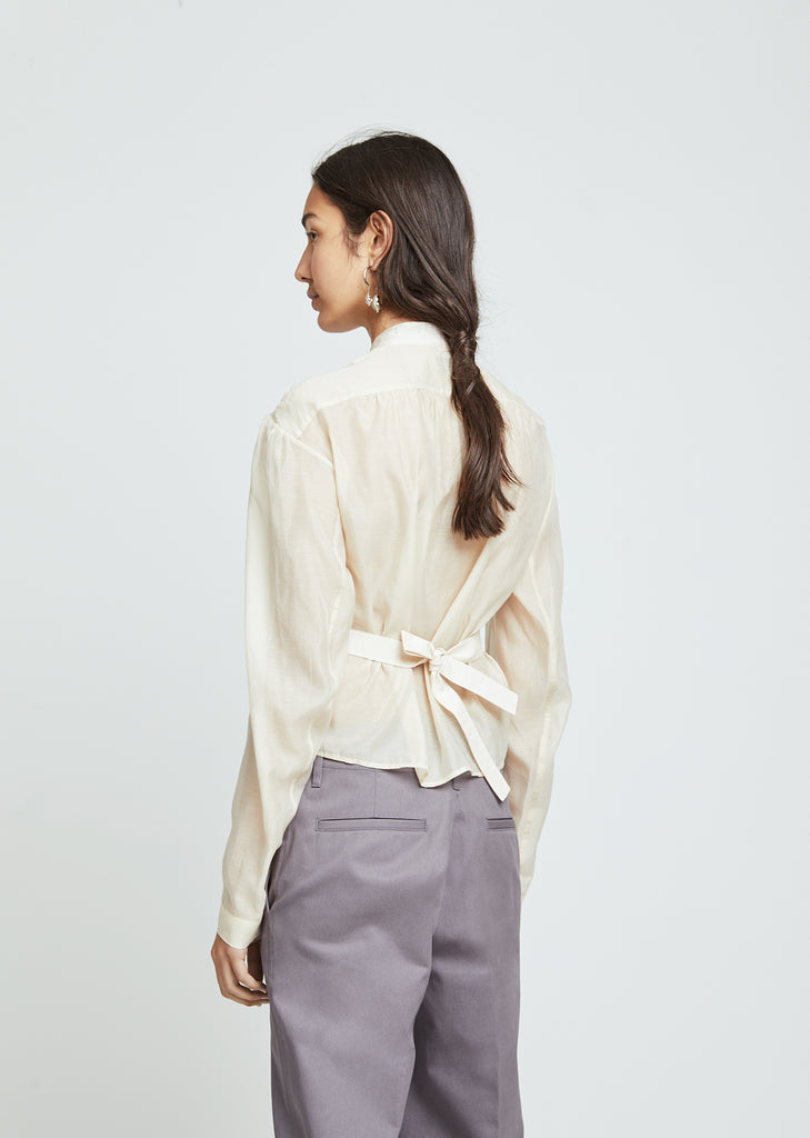 Fitted Officer Collar Muslin Shirt