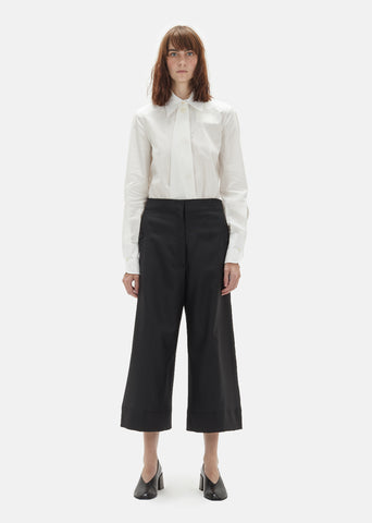 Wool Serge Large Cropped Pants