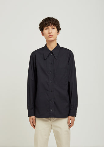 Pointed Collar Cotton Poplin Shirt
