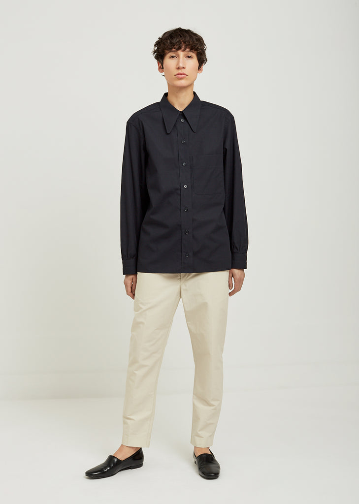 Pointed Collar Cotton Poplin Shirt