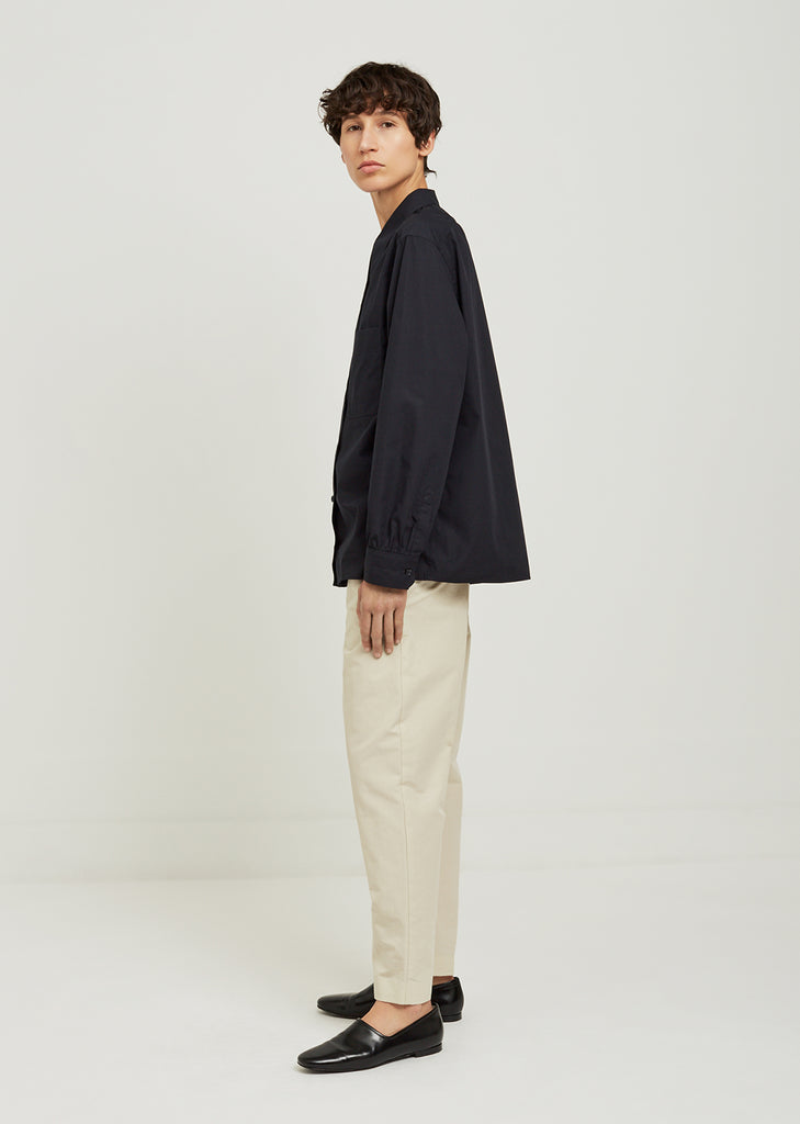 Pointed Collar Cotton Poplin Shirt