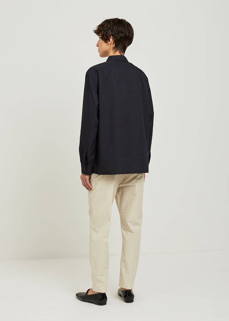 Pointed Collar Cotton Poplin Shirt