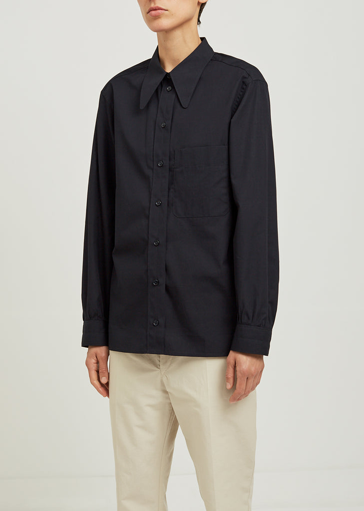 Pointed Collar Cotton Poplin Shirt