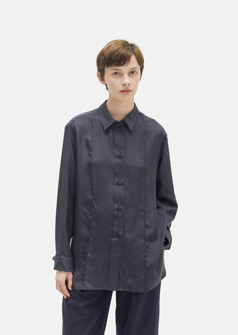 Silk Crepe Pointed Collar Shirt