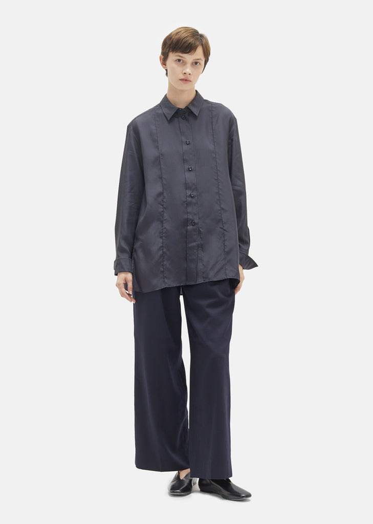Silk Crepe Pointed Collar Shirt