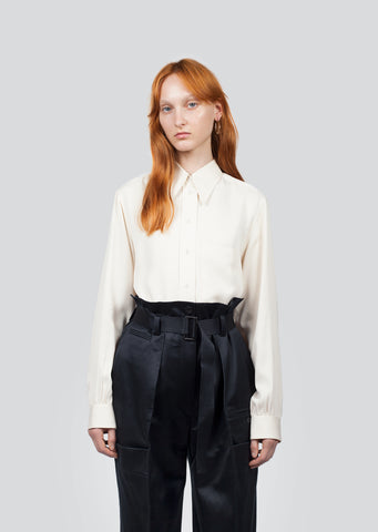 Pointed Collar Crepe Shirt