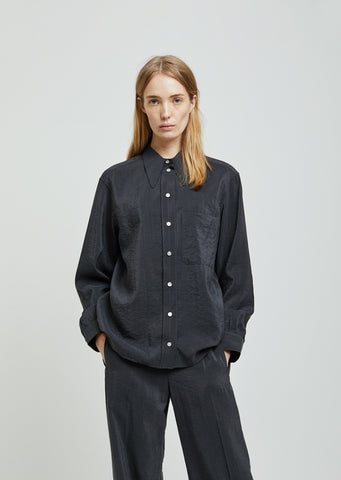 Pointed Collar Dry Silk Shirt