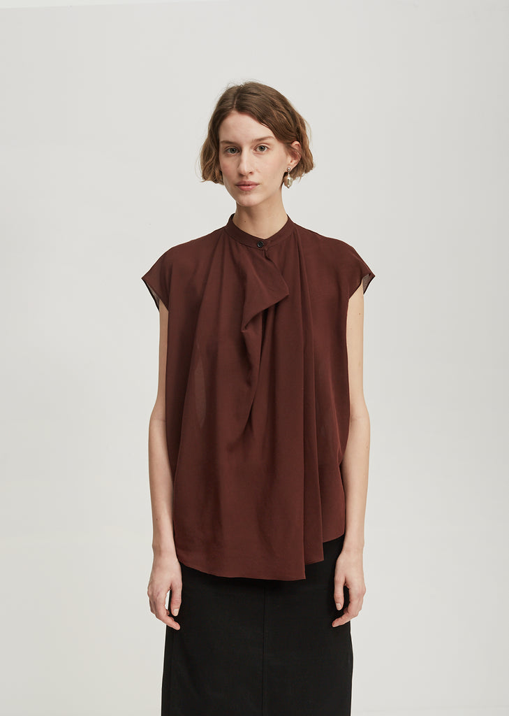 Draped Short Sleeve Blouse