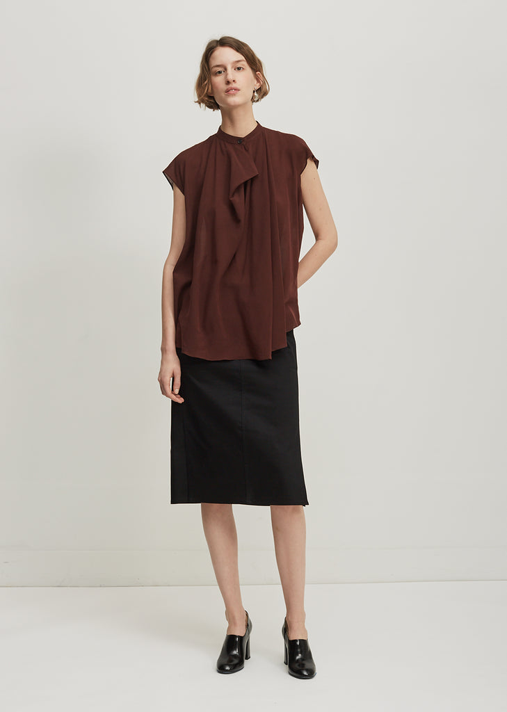 Draped Short Sleeve Blouse