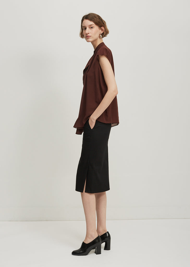 Draped Short Sleeve Blouse