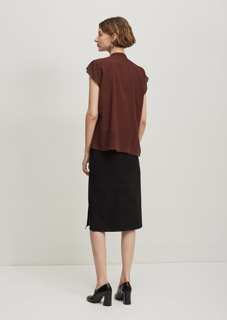 Draped Short Sleeve Blouse