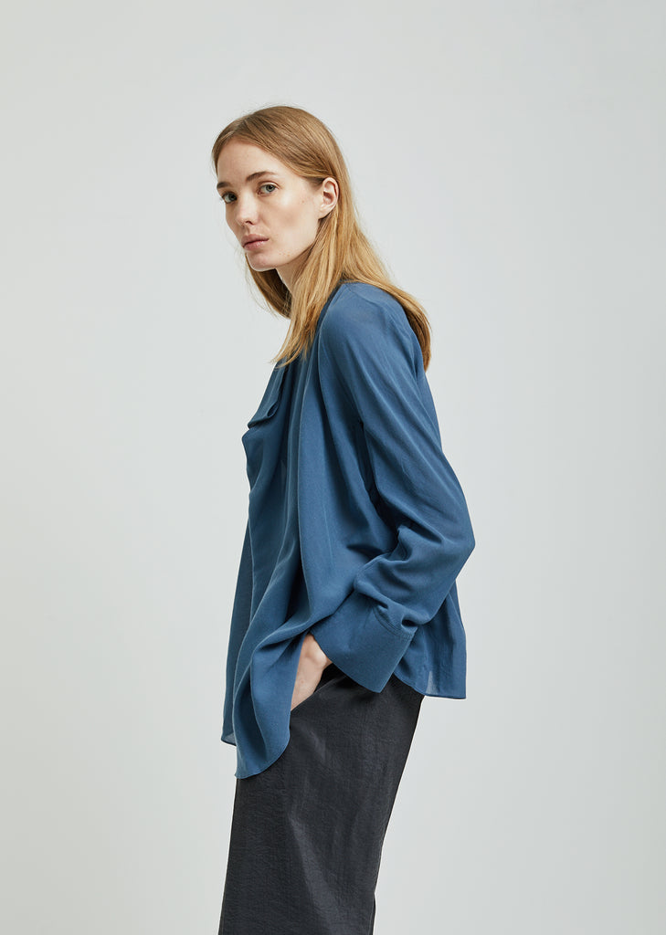 Long Sleeve Mousseline Blouse