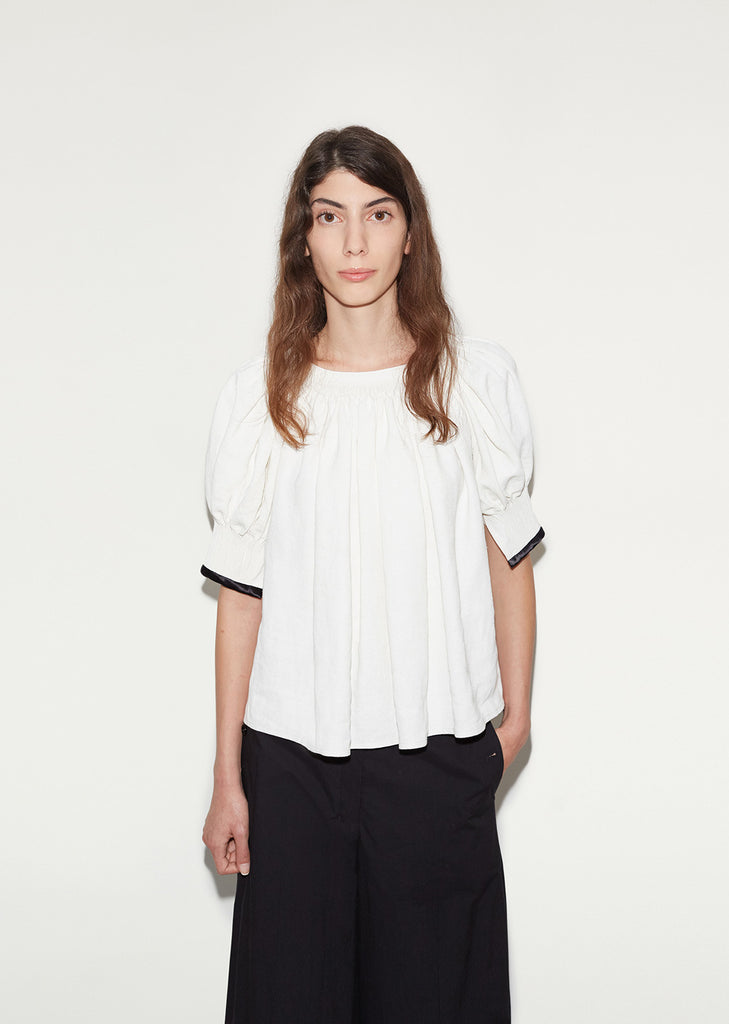 Gathered Linen Blouse